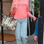 Petra Ecclestone in a Pink Sweatshirt Leaves an Early Family Dinner at Giorgio Baldi in Sant Monica