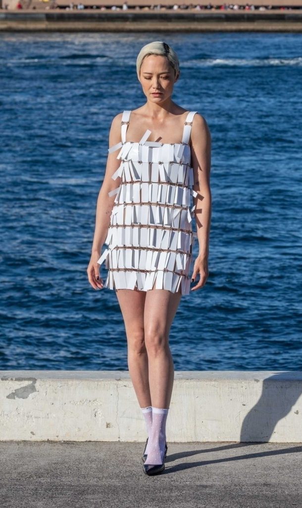 Pom Klementieff in a White Mini Dress