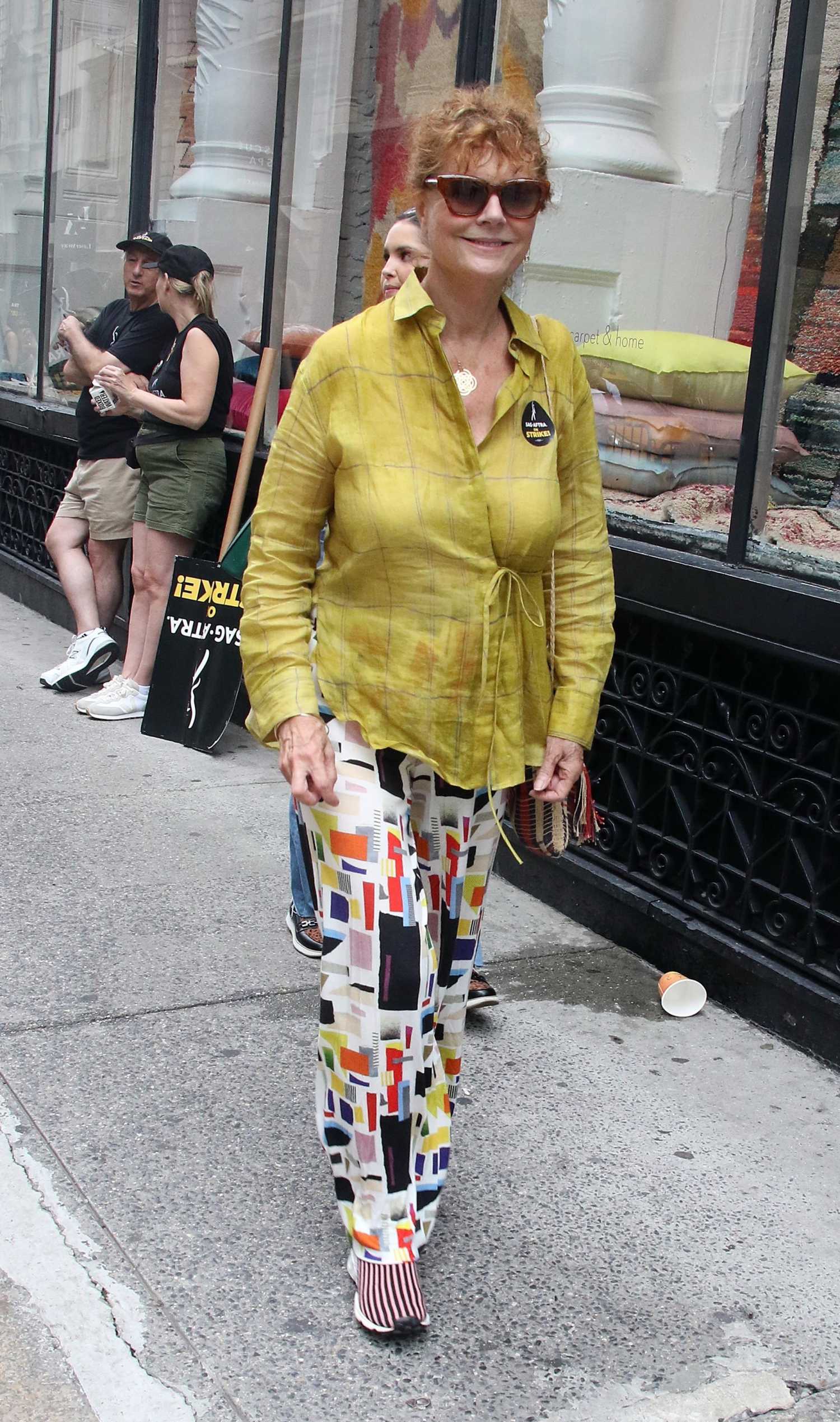 Susan Sarandon Attends The SAG-AFTRA And WGA Strike At Netflix Offices ...