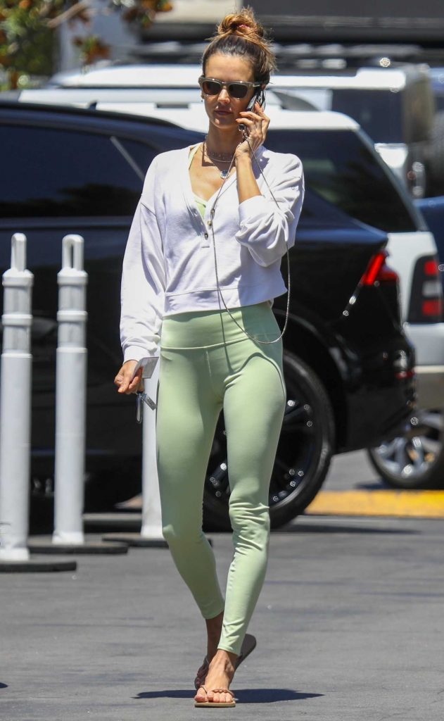 Alessandra Ambrosio in an Olive Leggings
