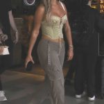 Anastasia Karanikolaou in a Green Top Arrives to Her Vodka Launch Party at The Sugar Factory in Las Vegas