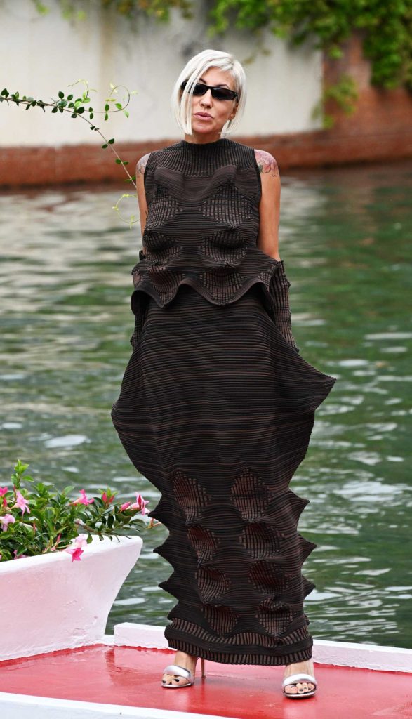 Caterina Murino in a Black Dress