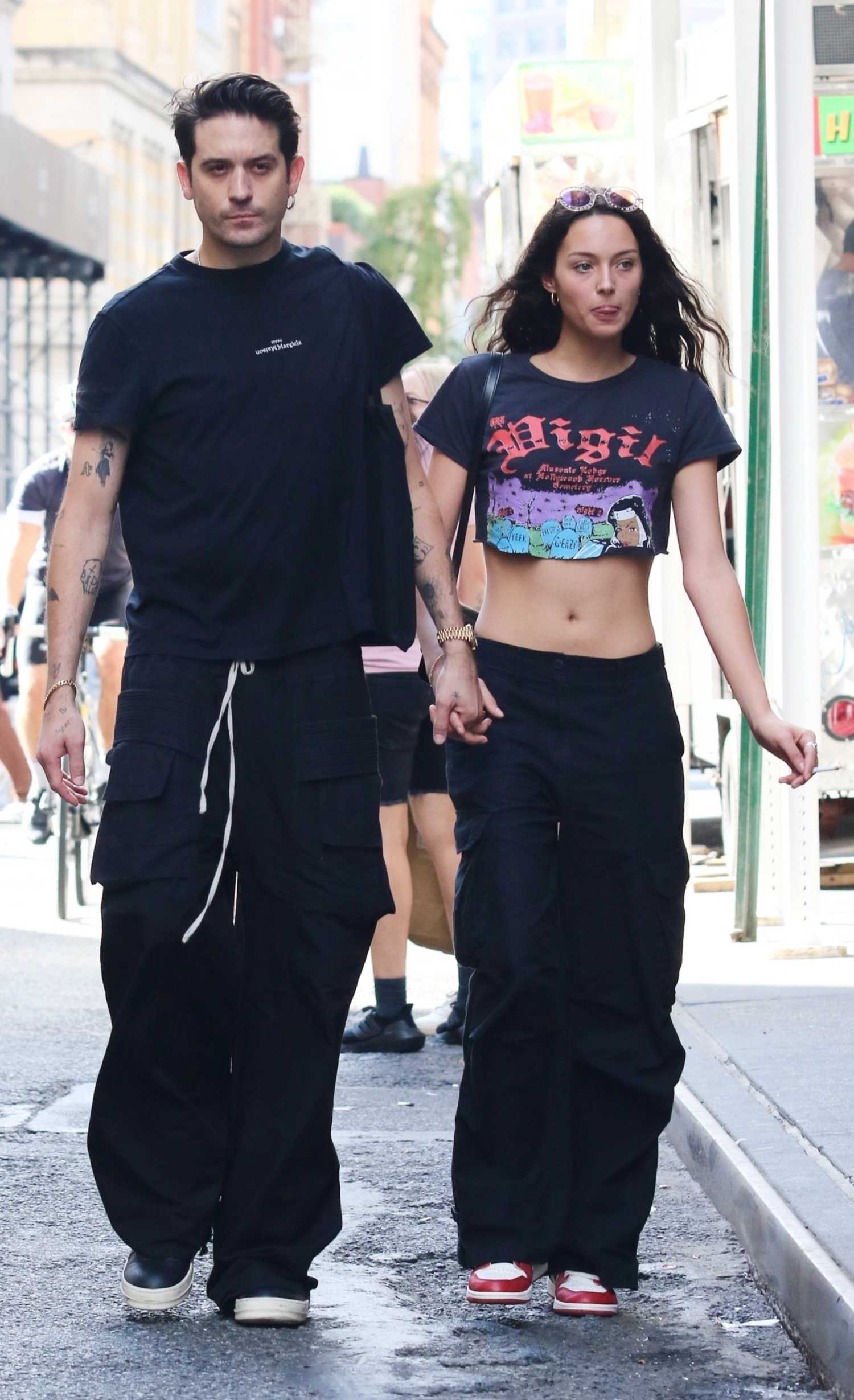 Jenaye Noah in a Black Cropped Tee Was Seen Out with G-Eazy in New York