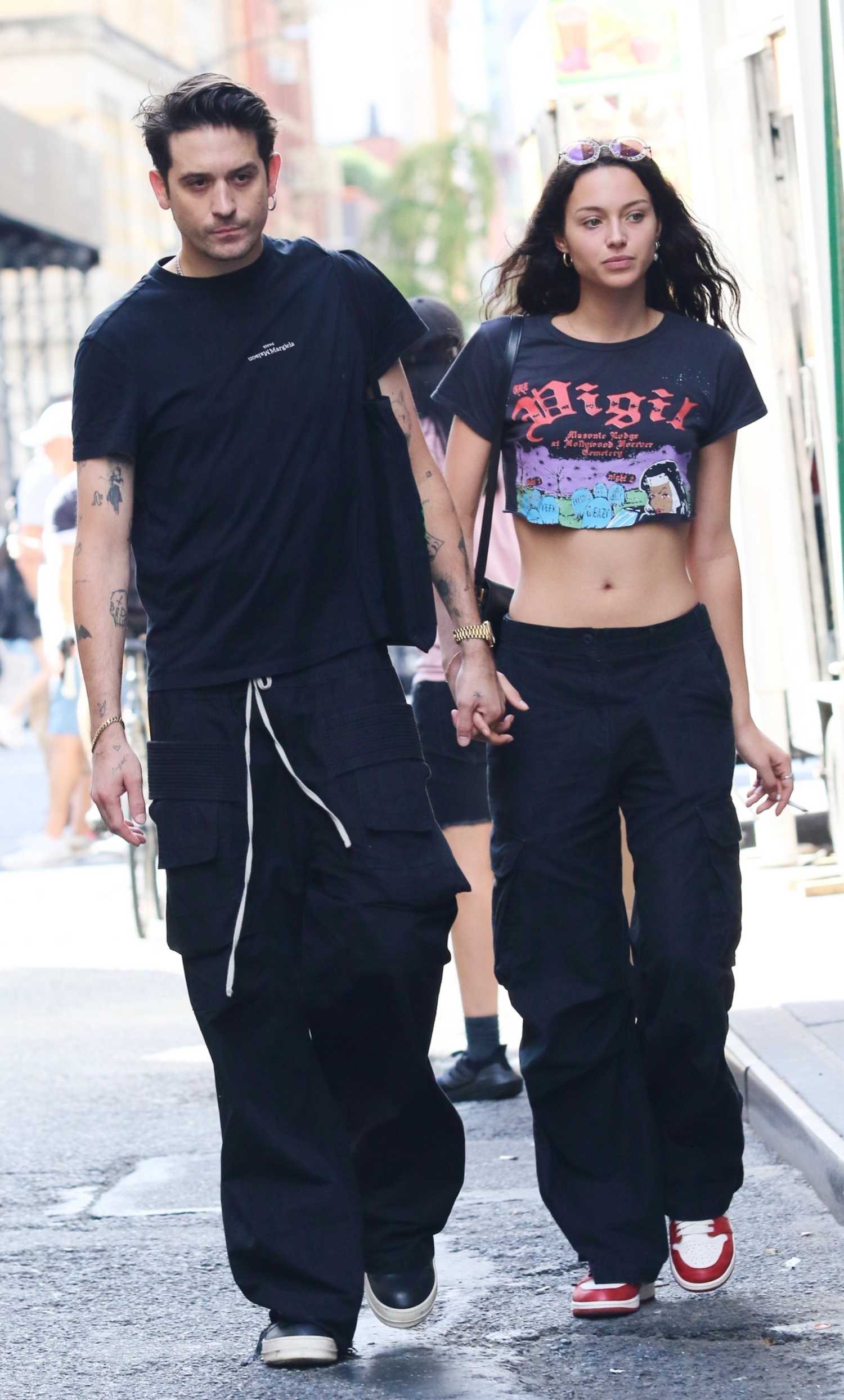 Jenaye Noah in a Black Cropped Tee Was Seen Out with G-Eazy in New York