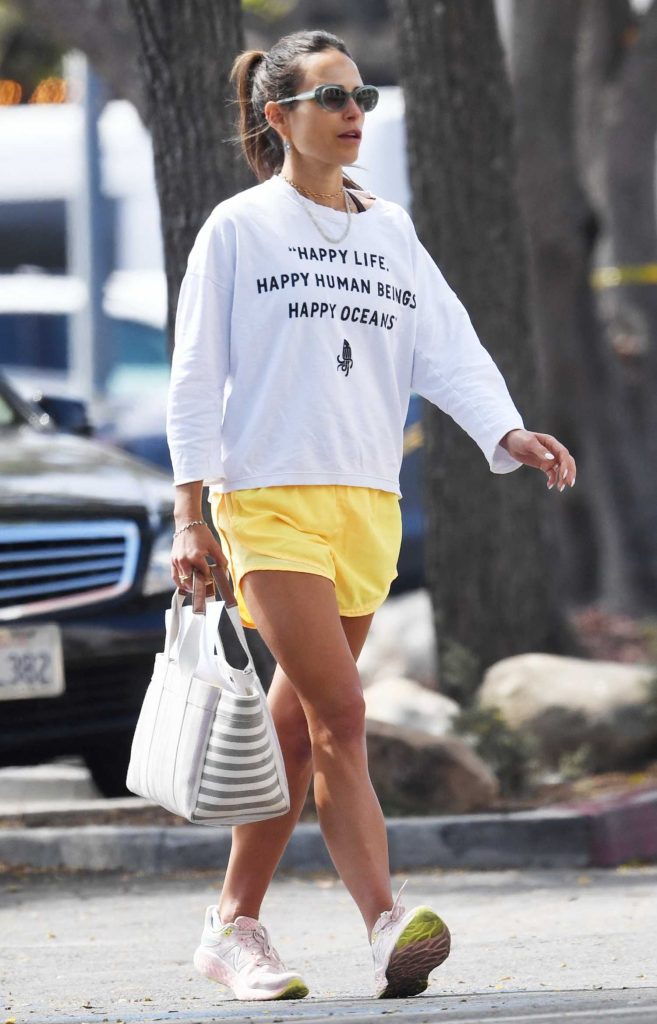 Jordana Brewster in a Yellow Shorts