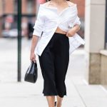 Lea Michele in a White Blouse Was Seen Out in New York