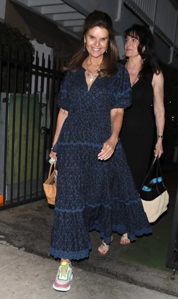 Maria Shriver in a Blue Floral Dress
