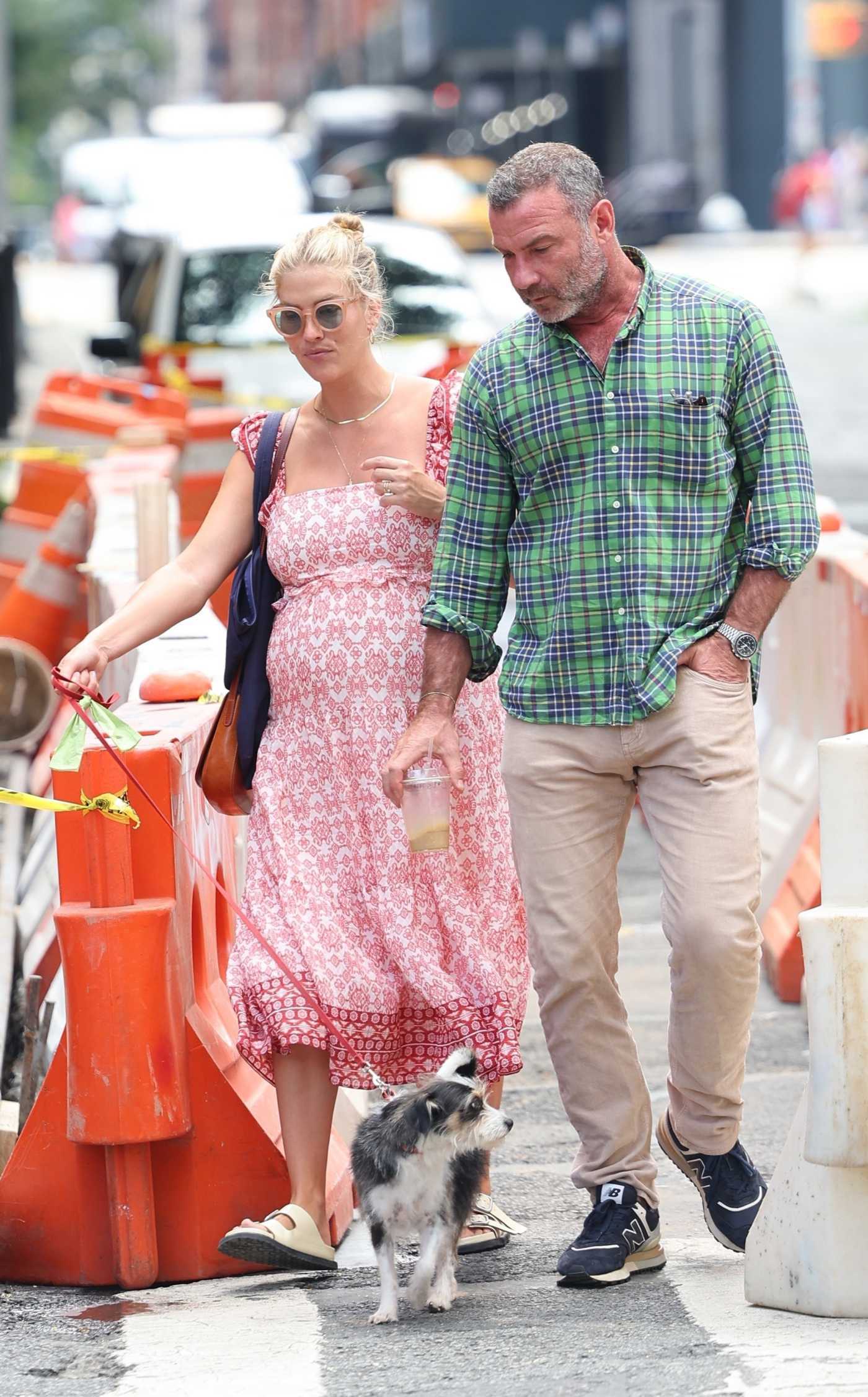 Taylor Neisen in a Pink Patterned Dress Was Seen Out with Liev