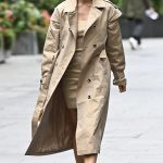 Ashley Roberts in a Beige Trench Coat Leaves the Global Studios in London