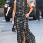 Ashley Roberts in Black Split Dress Leaves the Heart Radio in London