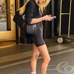 Candice Swanepoel in a Black Blazer Leaves a Hotel in New York