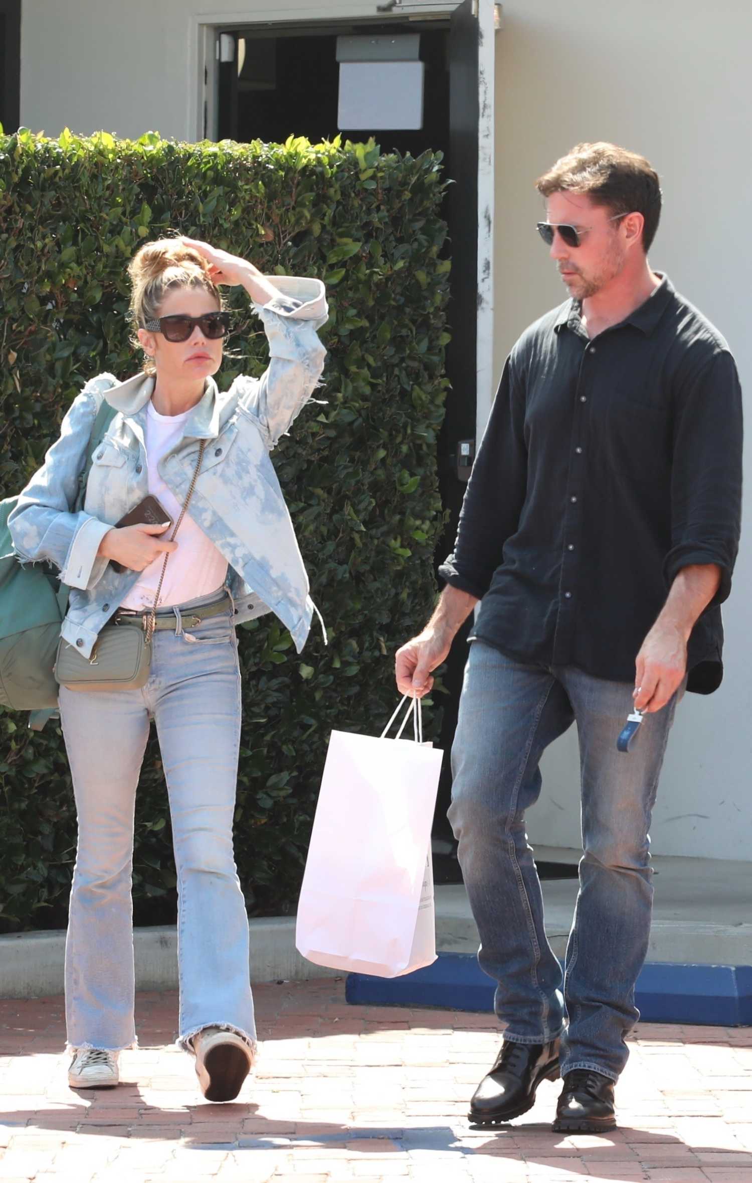 Denise Richards in a Denim Ensemble Was Seen Out with Her Husband Aaron ...