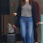 Jamie-Lynn Sigler in a Blue Jeans Was Seen with a Stroller Bag on the Streets of New York
