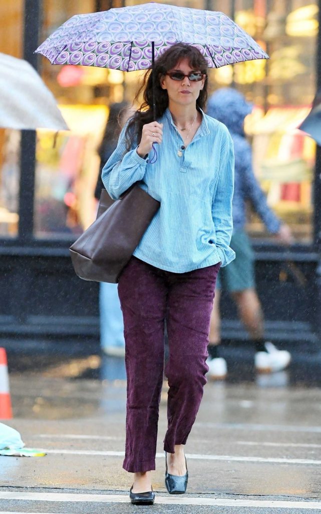 Katie Holmes in a Blue Shirt