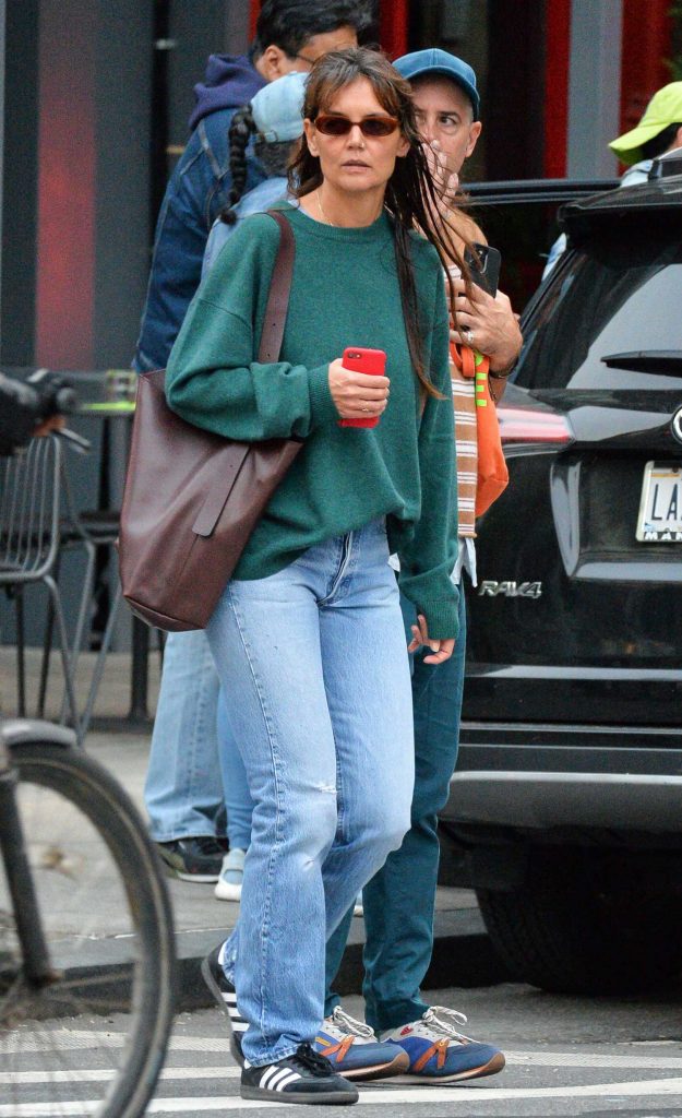 Katie Holmes in a Green Sweater