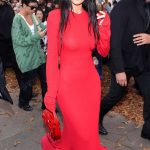 Kylie Jenner in a Red Dress Attends Acne Studios in Paris