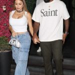 Larsa Pippen in a White Top Leaves Dinner at Catch Steak LA with Marcus Jordan in West Hollywood