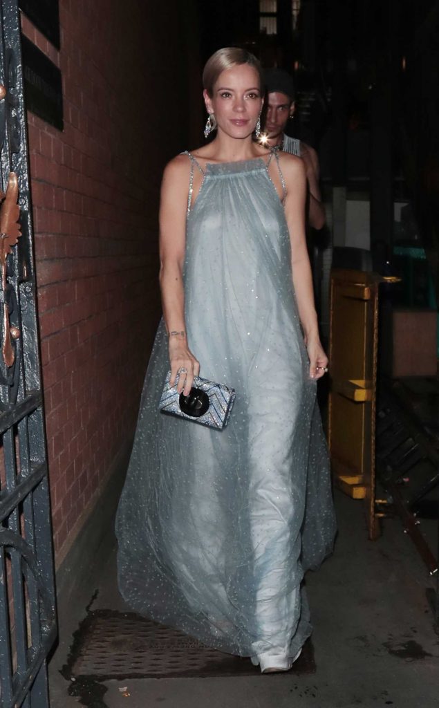 Lily Allen in a Grey Dress