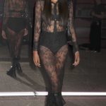 Neelam Gill in a Black See Through Dress Arrives at the Rita Ora x Primark at the Ambika P3 in Marylebone in London