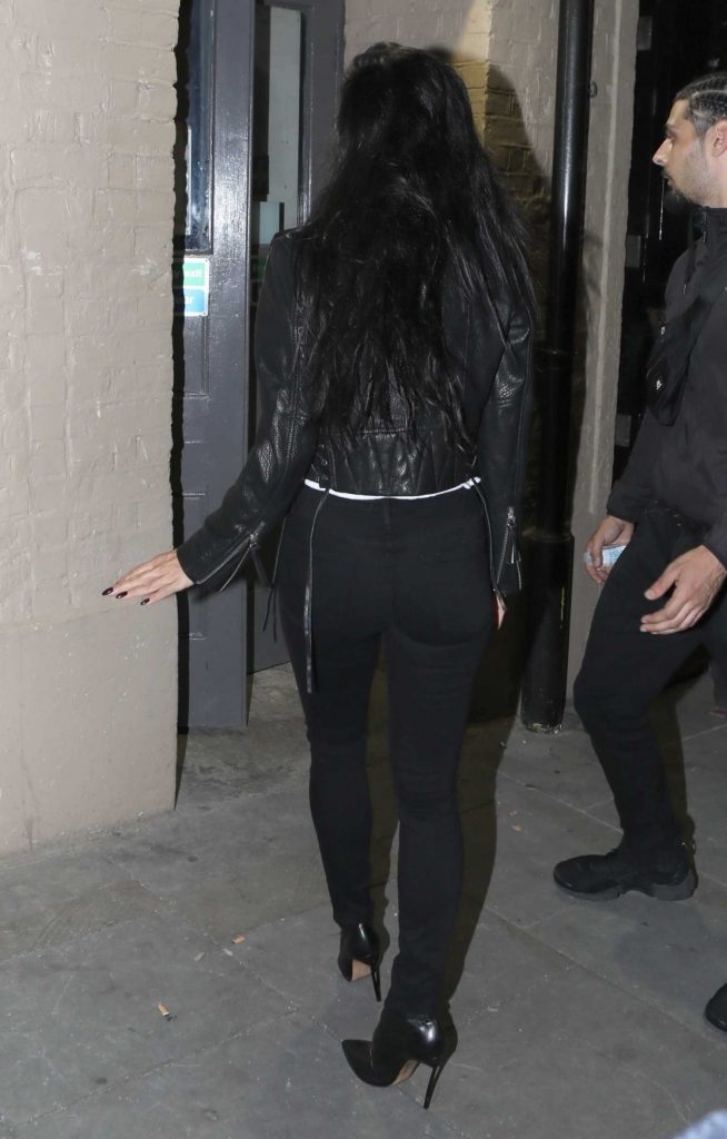 Nicole Scherzinger in a Black Leather Jacket
