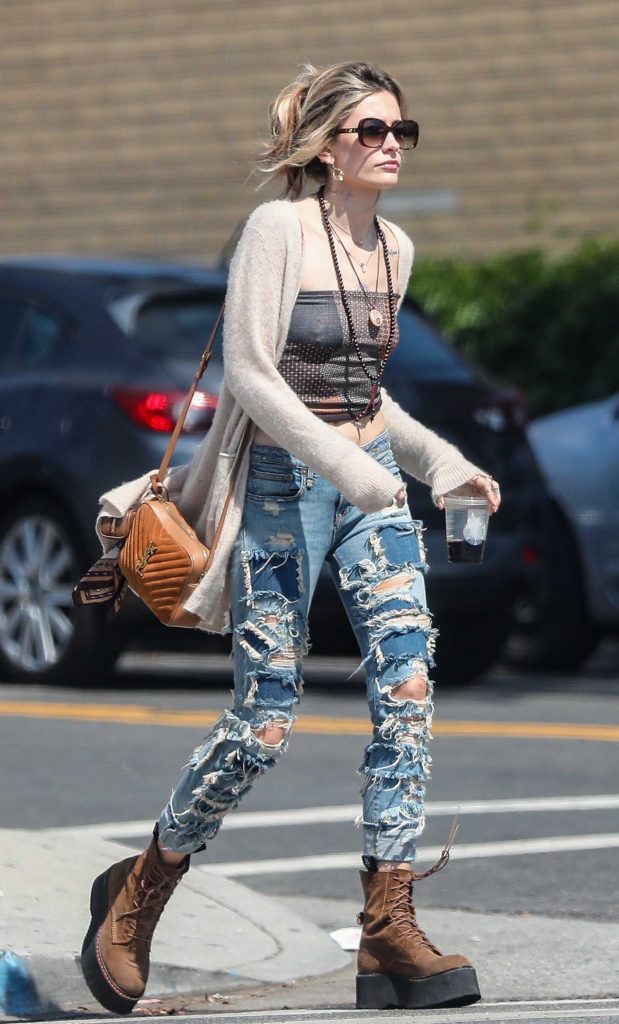 Paris Jackson in a Blue Ripped Jeans