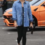 Rylee Arnold in a Blue Denim Shirt Leaves the Dance Studio in Los Angeles