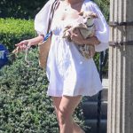 Scout Willis in a White Mini Dress Was Seen Out with Her Little Pooch in Los Angeles