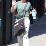 Alyson Hannigan in an Olive Tee Leaves Her Practice at the Dancing with the Stars Rehearsal Studio in Los Angeles