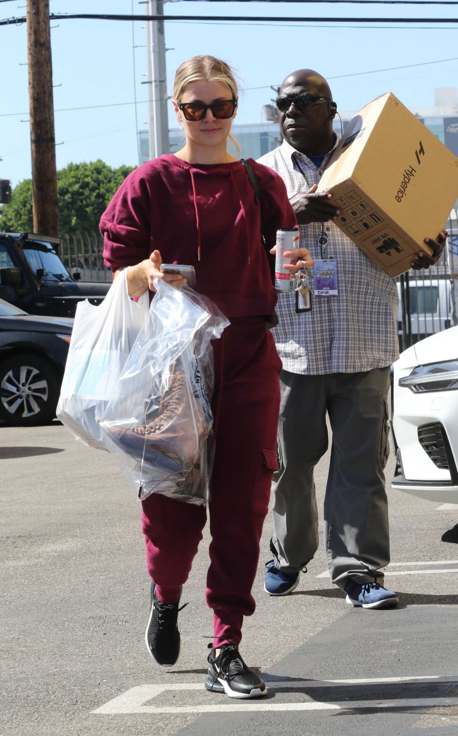 Ariana Madix in a Maroon Sweatsuit Arrives for Practice at the Dancing