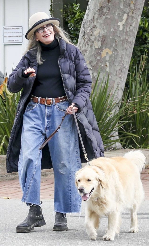 Diane Keaton in a Black Puffer Coat