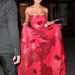 Georgia Harrison in a Red Floral Dress Leaves 2023 Pride of Britain Awards at the Grosvenor House Hotel in London