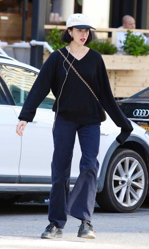 Margaret Qualley in a Black Sweatshirt