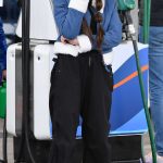 Michelle Keegan in a Black Boots Was Seen Filming Brassic at a Petrol Station in Oldham in Manchester