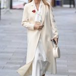 Amanda Holden in a White Dress Leaves the Global Studios in London
