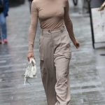 Ashley Roberts in a Beige Pants Leaves the Heart Radio in London