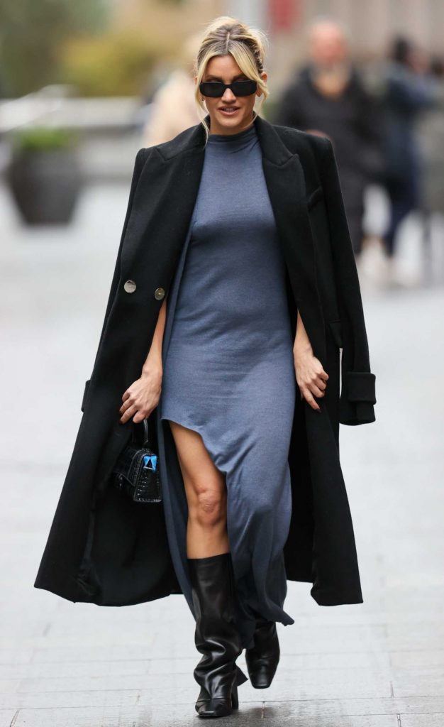 Ashley Roberts in a Grey Split Dress