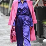 Ashley Roberts in a Pink Coat Leaves the Global Studios Heart Breakfast Show in London