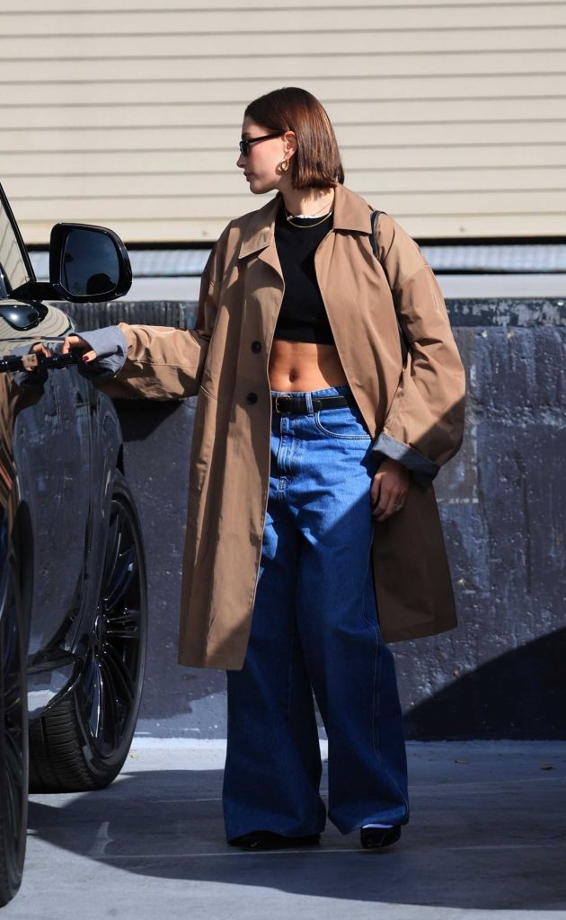 Hailey Bieber in a Tan Trench Coat