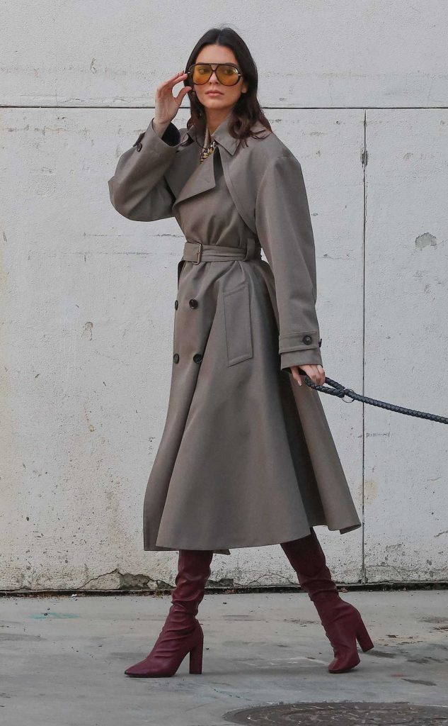 Kendall Jenner in a Grey Trench Coat