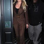 Lindsey Vonn in a Brown Pantsuit Steps Out for Dinner in West Hollywood