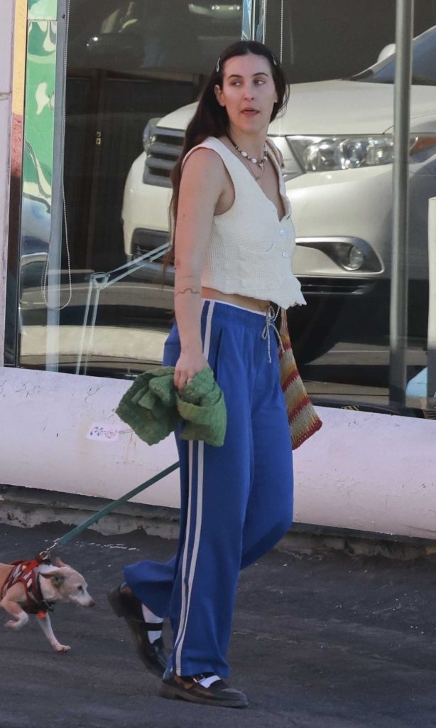 Scout Willis in a Blue Track Pants