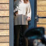 Alessandra Ambrosio in a Beige Sweatshirt Leaves Her Workout Session in West Hollywood