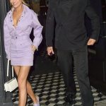 Chrishell Stause in a Purple Ensemble Leaves Craig’s with G Flip in West Hollywood