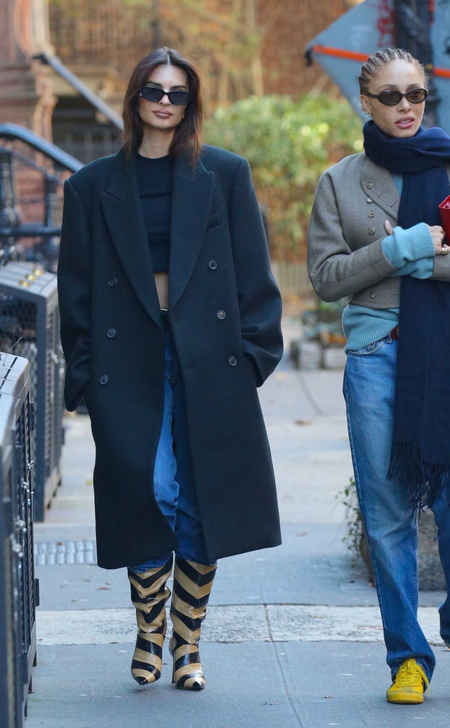 Emily Ratajkowski in a Black Coat Was Seen Out with Adwoa Aboah in New