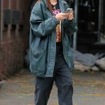 Emily Ratajkowski in a Green Leather Jacket Makes a Coffee Run in New York