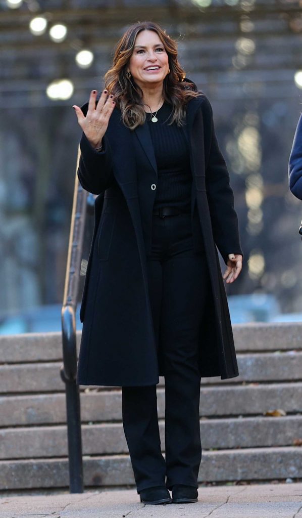 Mariska Hargitay in a Black Coat