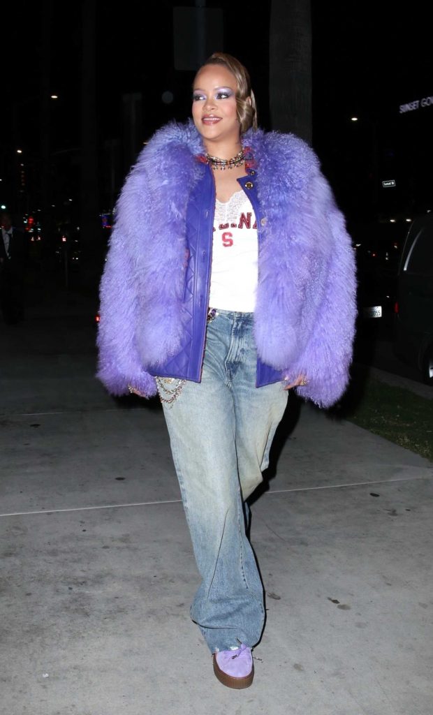 Rihanna in a Purple Jacket