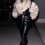 Rita Ora in a Black Leather Pants Was Spotted in Times Square in New York