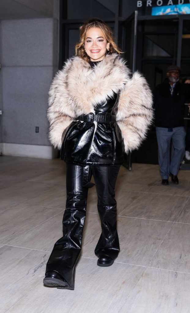 Rita Ora in a Black Leather Pants