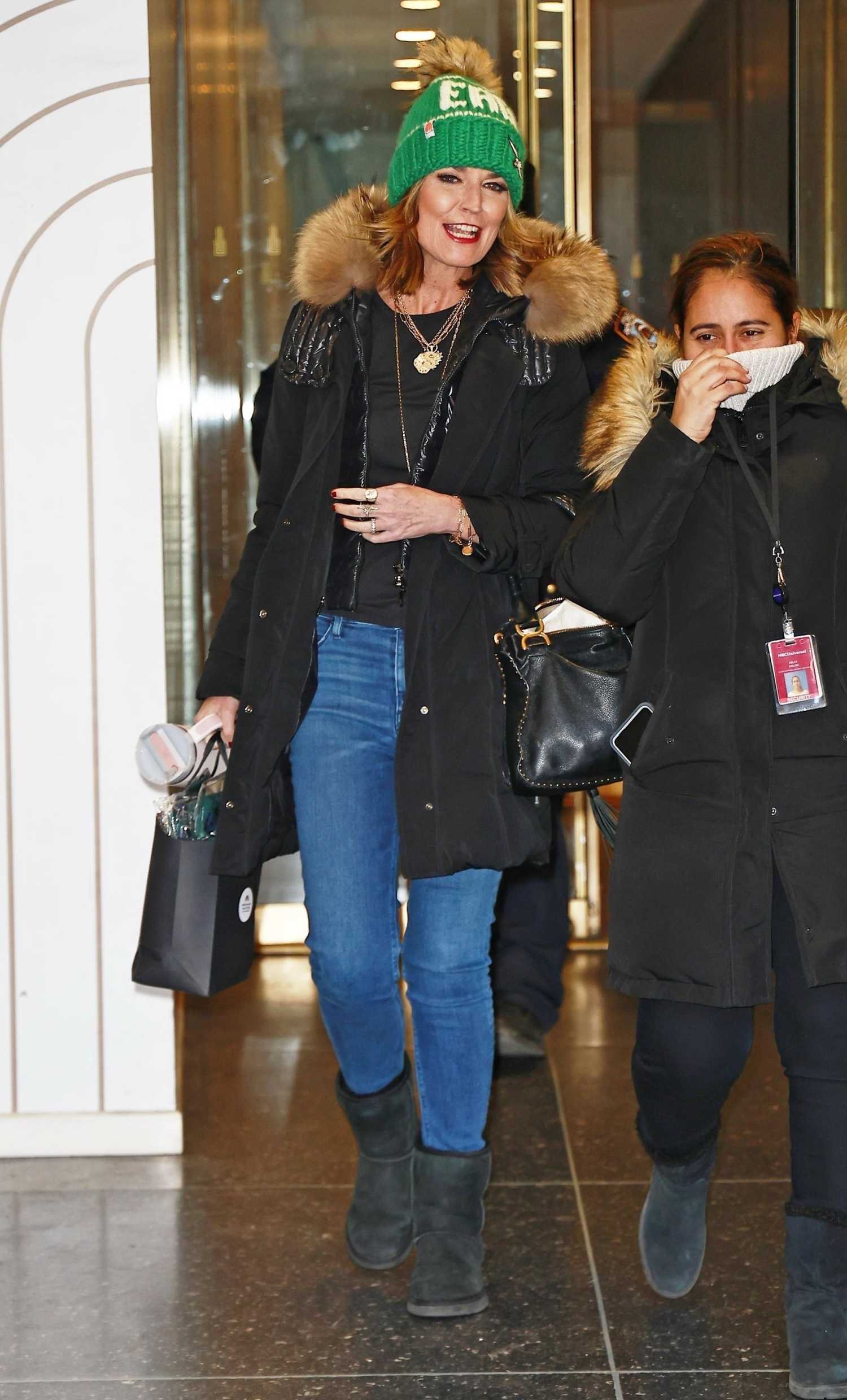 Savannah Guthrie in a Green Knit Hat Exits NBC Studios in New York City